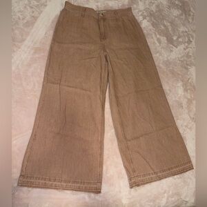 Tan High-Rise Wide Leg Jeans